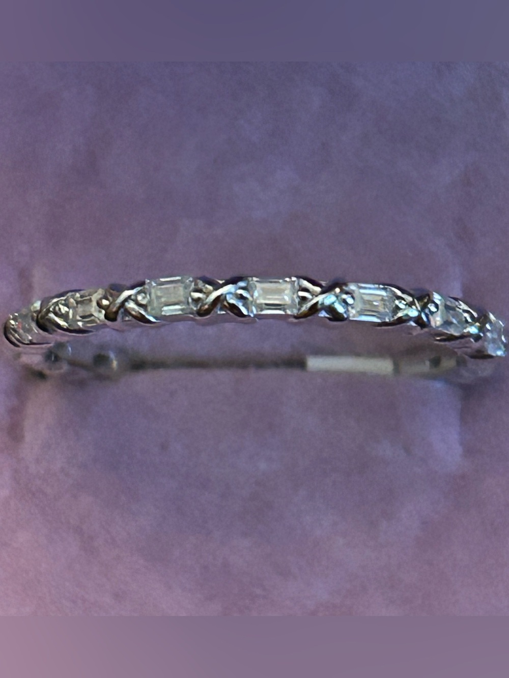1.00CTW Baguette-Cut Moissanite 925 Sterling Silver Anniversary Eternity Band